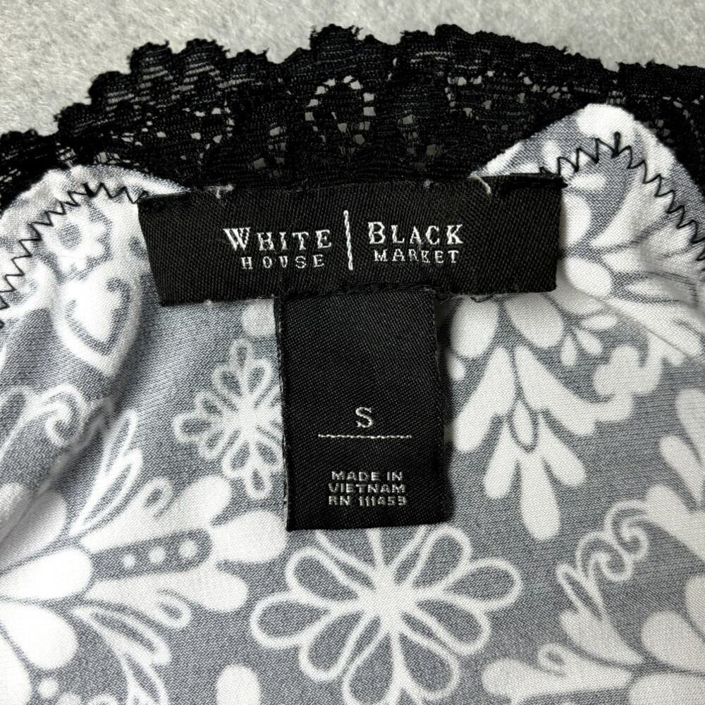 White House Black Market Camisole Top EUC Black White Lace Size Small - Picture 5 of 6